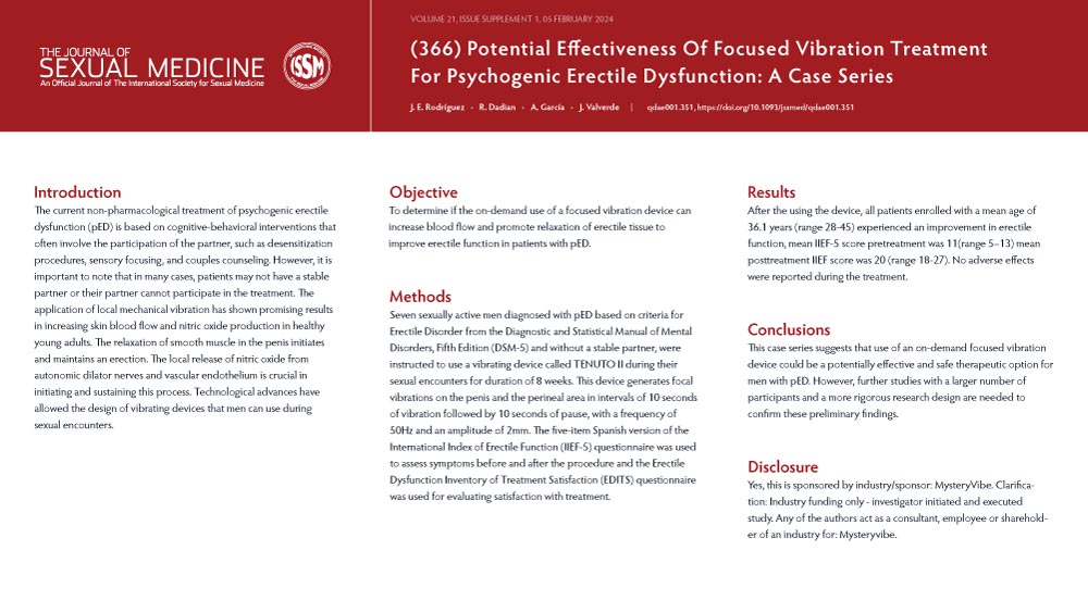 Potential Effectiveness of Focused Vibration Treatment for Psychogenic Erectile Dysfunction