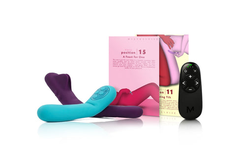 Everything you need for a not-so-quiet night in: the revolutionary bendable vibrators - Crescendo & Poco, with the beautiful Playcards and Remote.