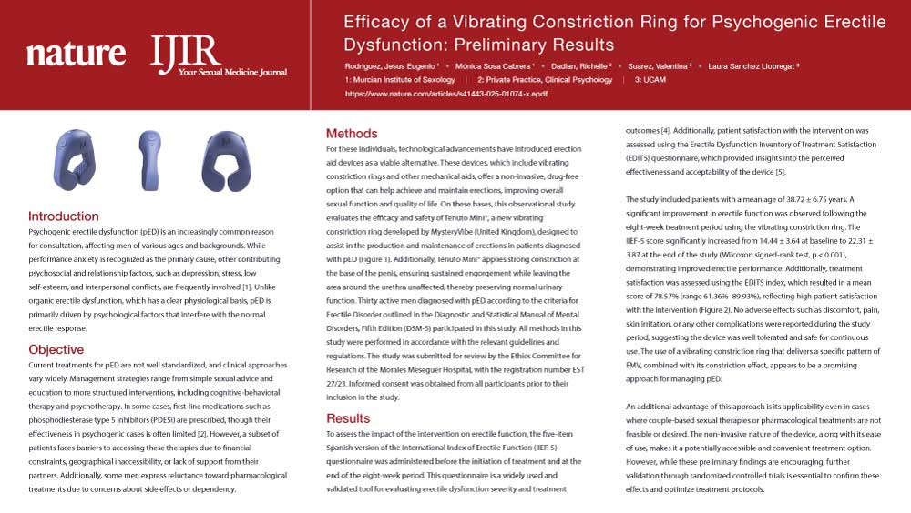 Efficacy of Tenuto Mini Device for Psychogenic Erectile Dysfunction
