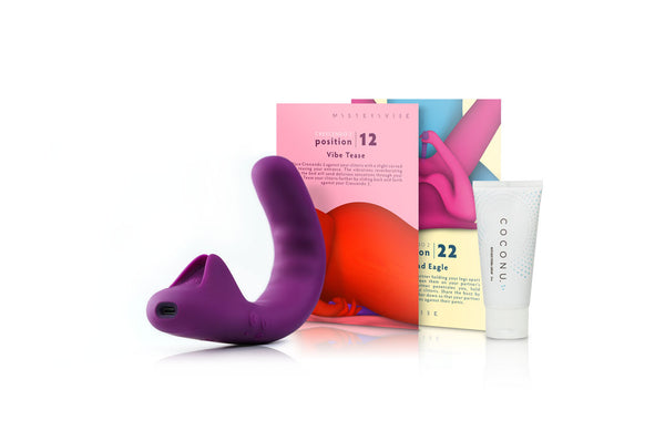 Everything you need for a not-so-quiet night in: the revolutionary Crescendo 2 Vibrator, luxurious lube & our beautiful intimate Playcards.