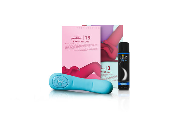 Everything you need for a not-so-quiet night in: the revolutionary compact targeted G-Spot vibrator, Poco, the beautiful Playcards and luxurious lube.